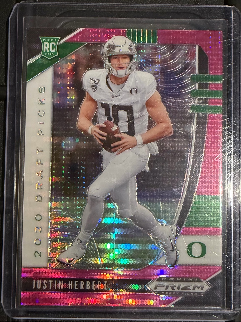 Panini Pink and Green Prizm Rookie Card - Justin Herbert
